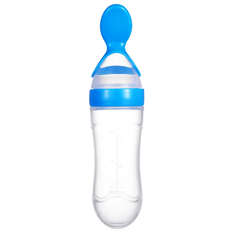 Factory Price 90ml Silicone Paste Feeding Bottle Feeder with Spoon for Feeding Baby